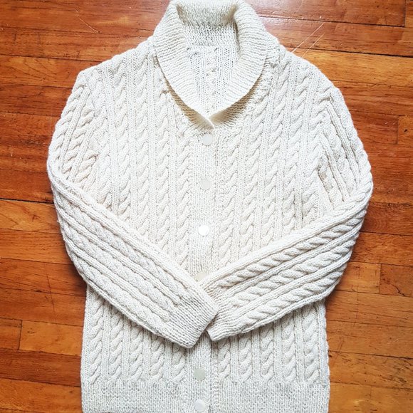 Vintage Cozy Pure Wool Fisherman's Sweater Made in England Heavy Wool Size M - Picture 8 of 10